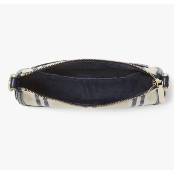 Kate Spade Hudson Striped Canvas Medium Convertible Crossbody Blue Beige - Picture 3 of 5